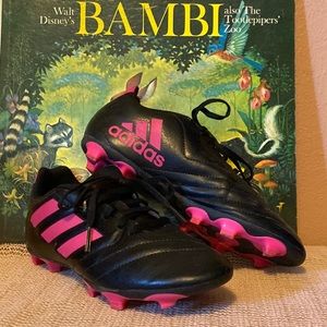 Adidas soccer cleats for girls in black and pink
